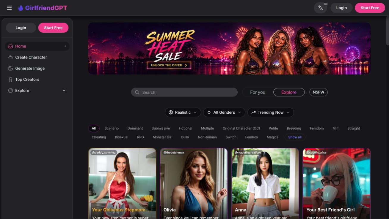GirlfriendGPT homepage