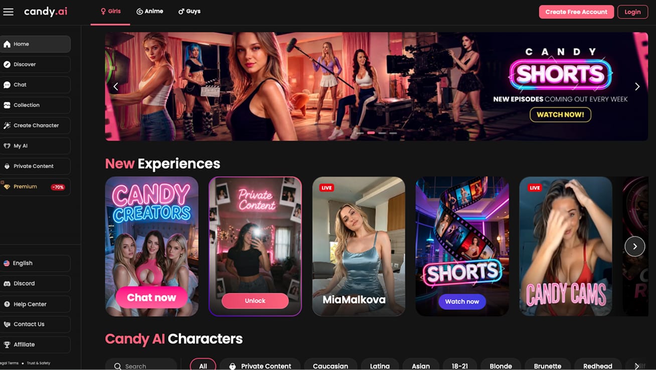 Candy AI homepage