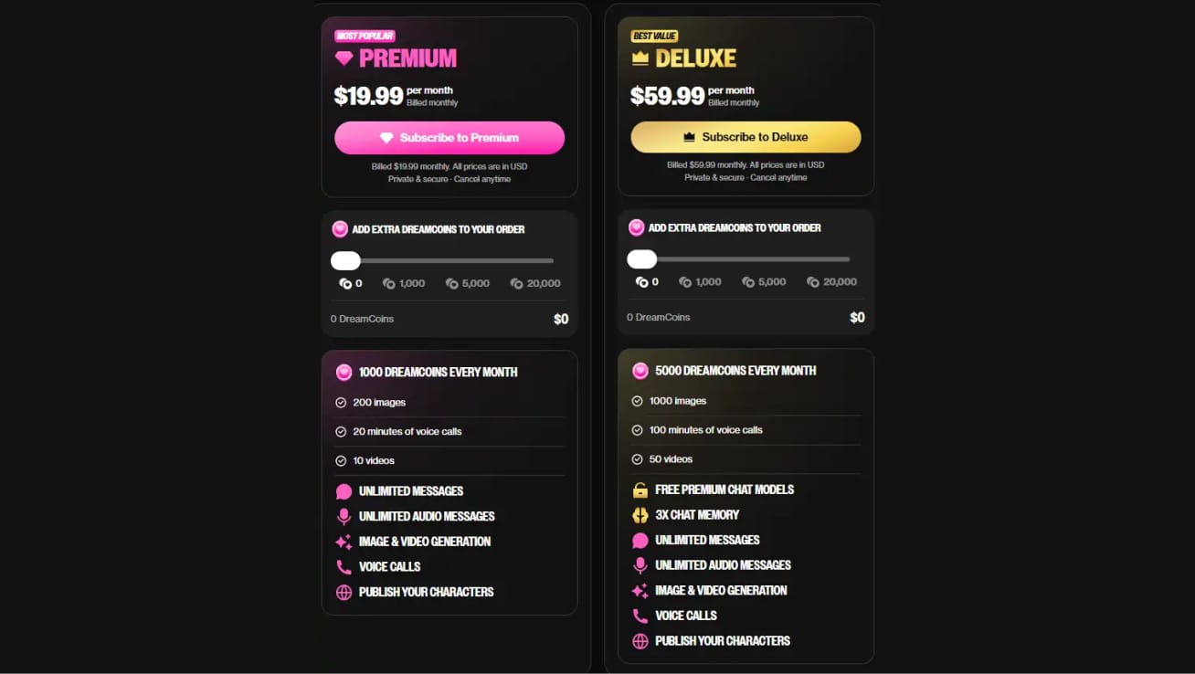 OurDream AI pricing plans