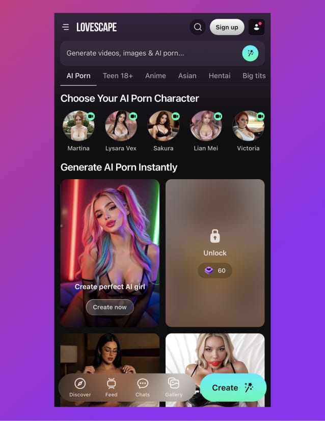 Lovescape mobile generation feed